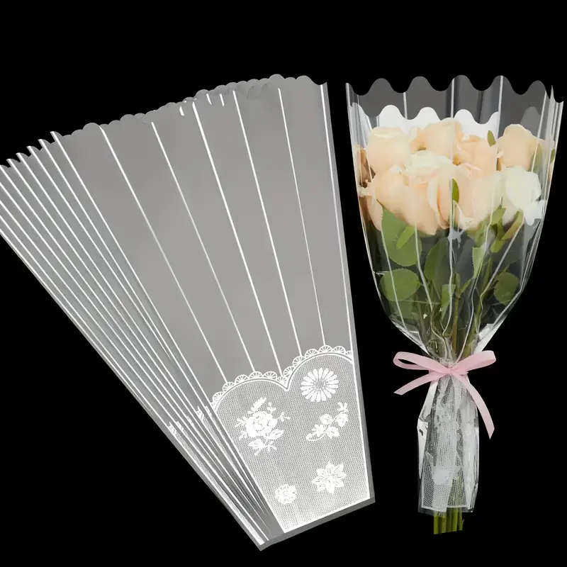 10-Pack Bouquets Wrapped In Clear Cellophane Bag