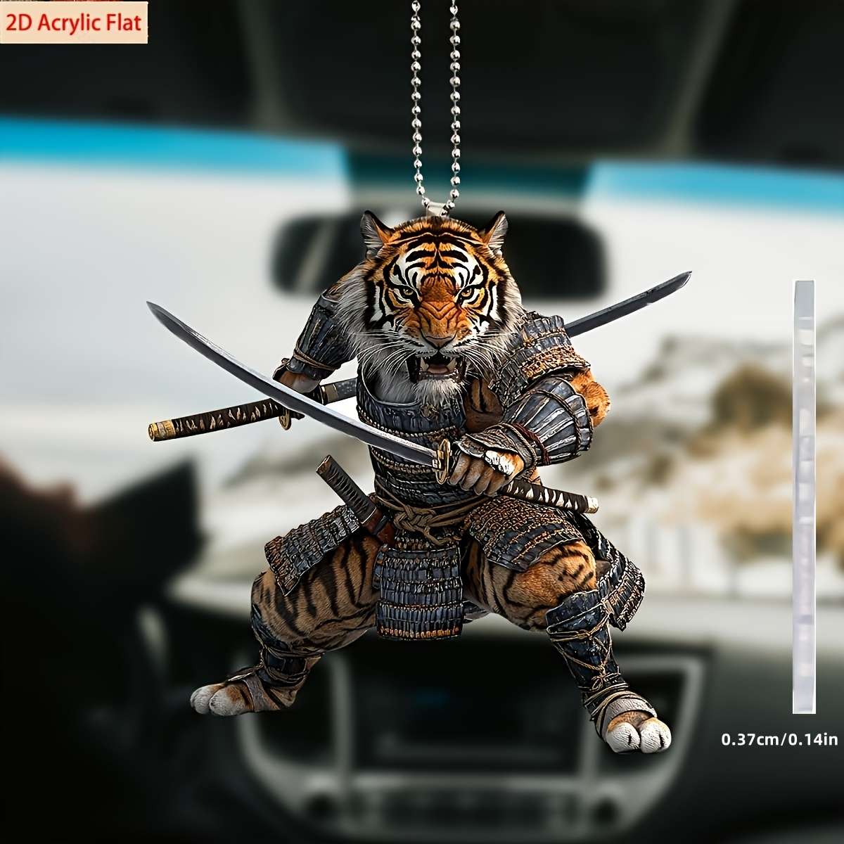 2D Flat Acrylic Big Tiger Warrior Armor Pendant