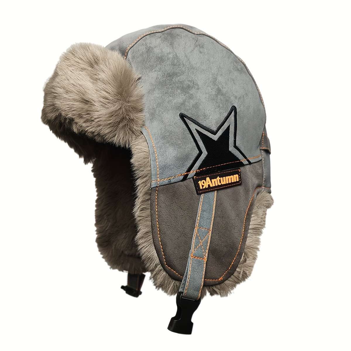 Unisex Retro Geometric Pattern Suede Velvet Winter Beanie Thickened Insulation Windproof Ear