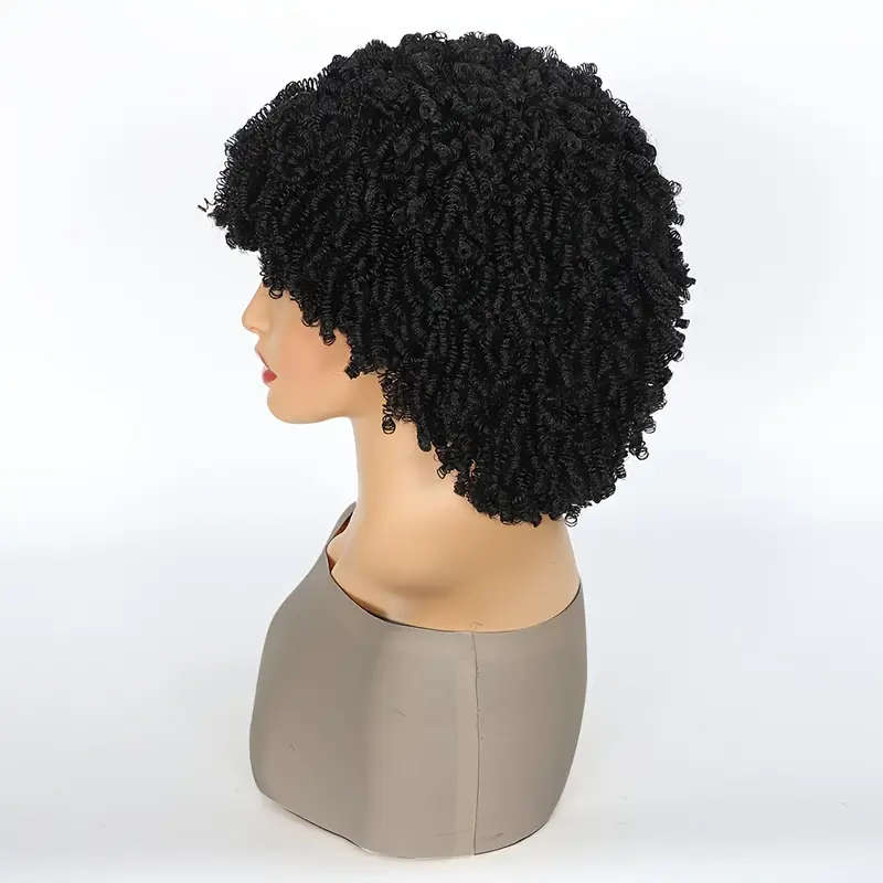Beautiful Hair Short Synthetic Afro Kinky Curly Wig with Bangs 30cm