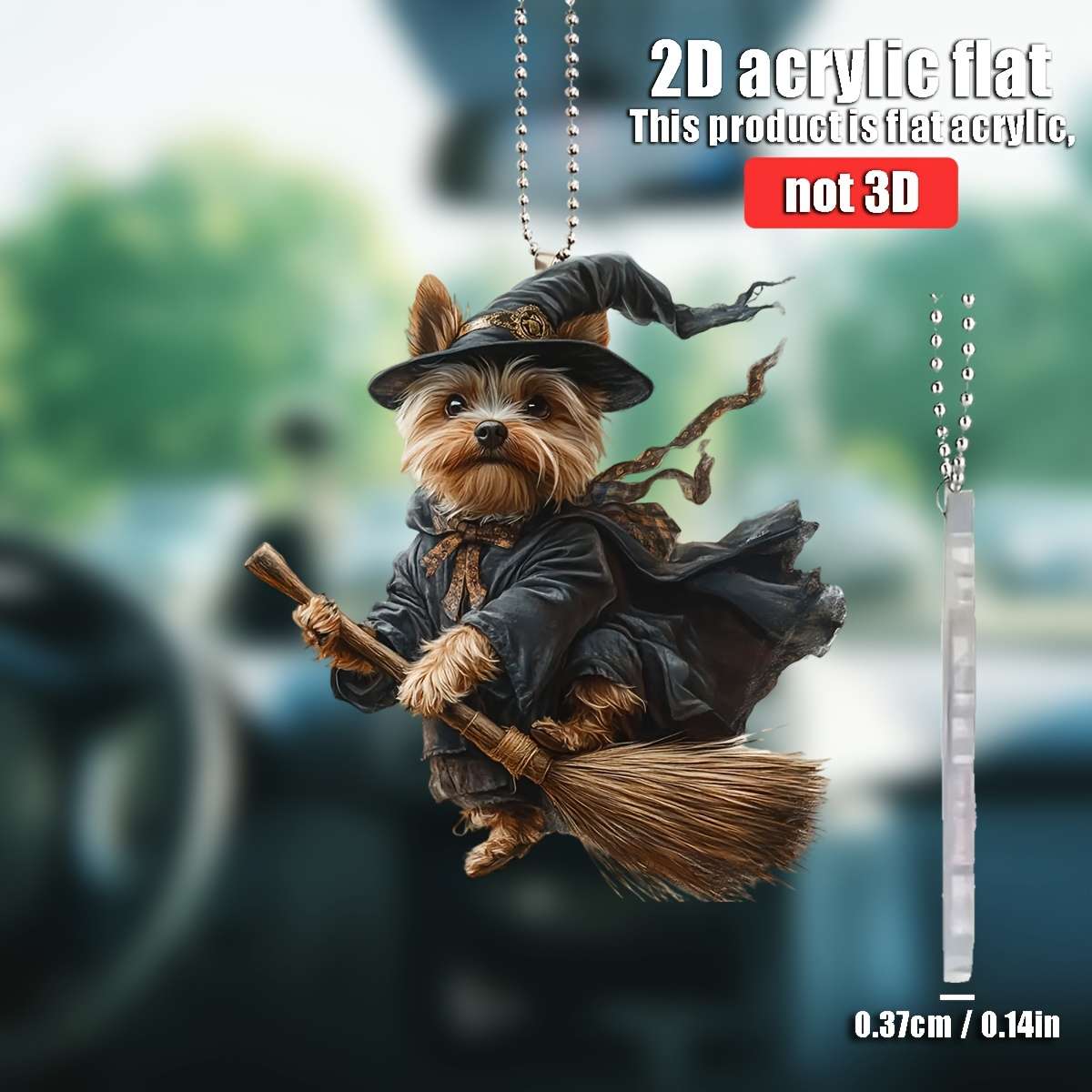 2D Flat Yorkshire Terrier Magician Acrylic Pendant