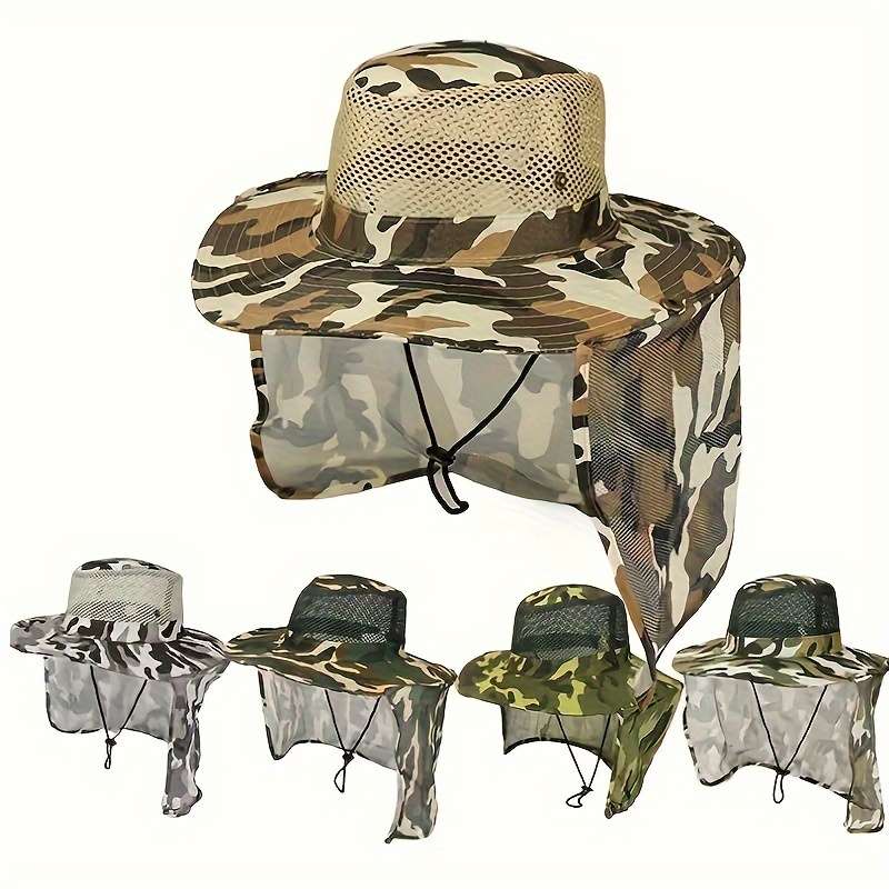 Outdoor Fishing Hat Wide Brim Sun Hat With Neck Flap UV Protection Bucket Hat For Hiking