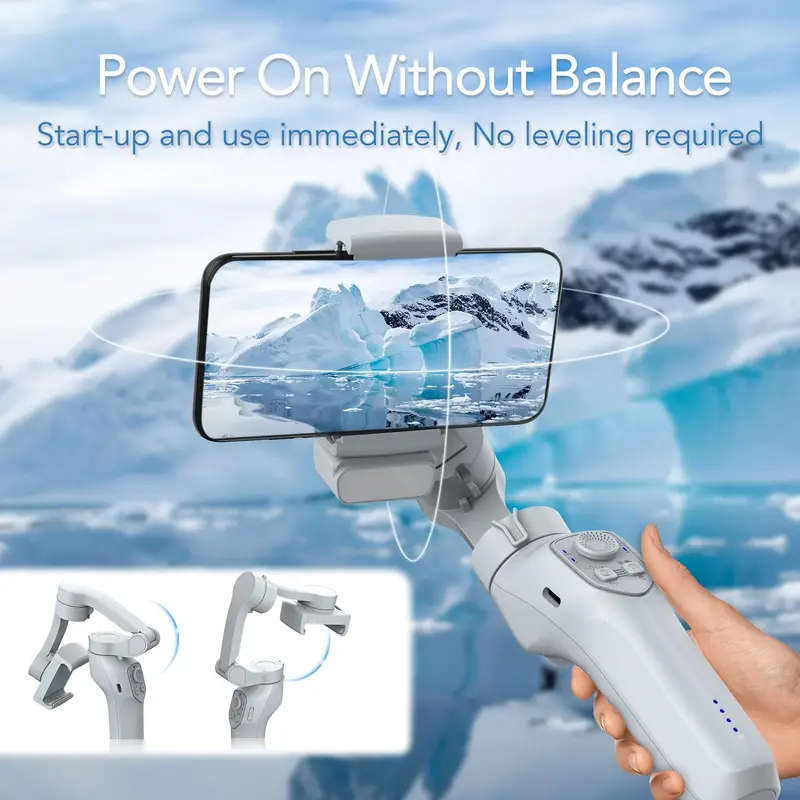 1pc Handheld Gimbal 3-Axis Stabilizer with Smart Gesture Control USB Charging Wireless 2550mAh Lithi
