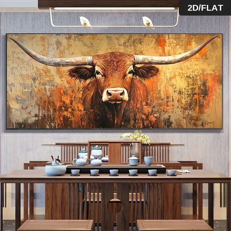 70cm x 140cm Modern Abstract Textured Cattle Wall Art Canvas
