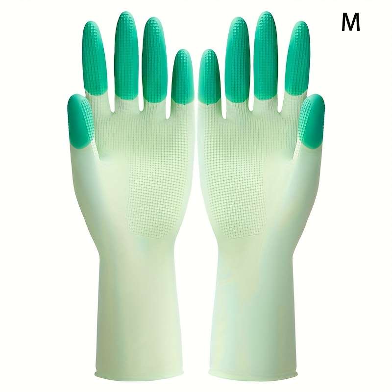 1 Pair Green Size M Household Cleaning Gloves