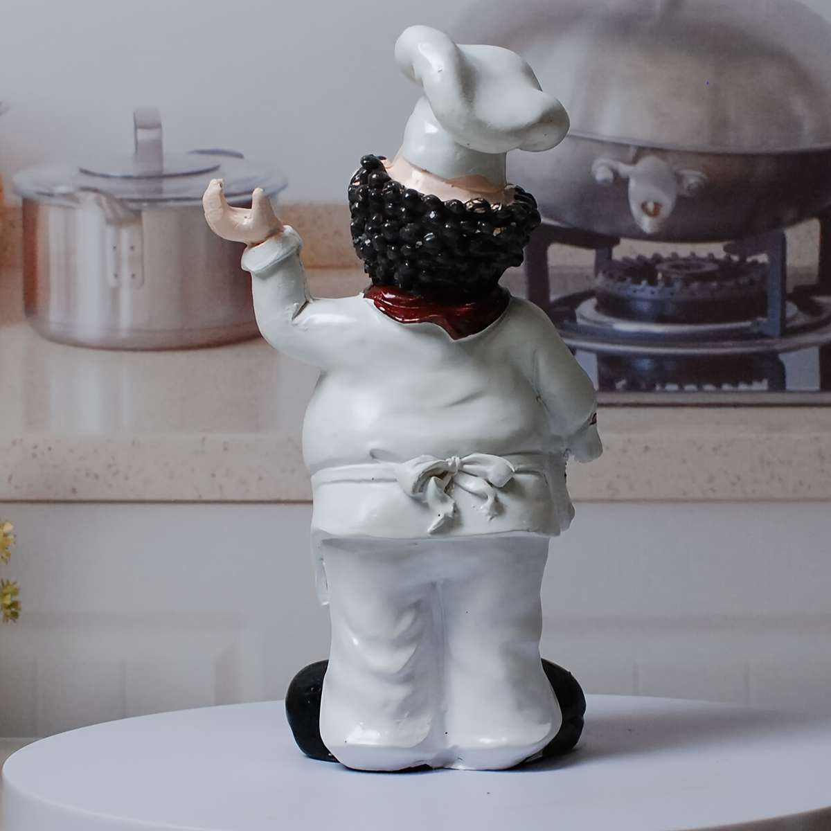 1pc Resin Chef Figurine with Towel Decorative Singing Chef Statue for Kitchen Indoor Use Non-El