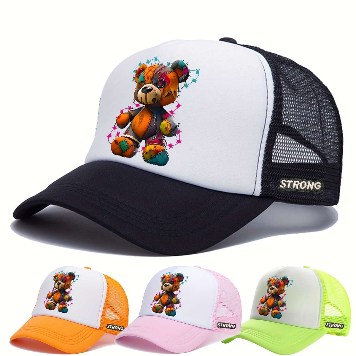 Multicolored Bear Print Baseball Cap