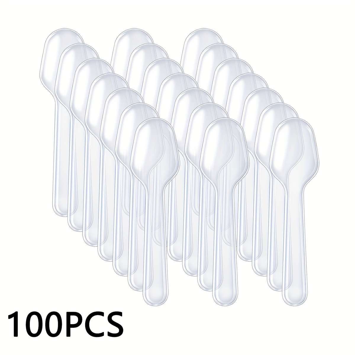 100pcs Clear Plastic Mini Tasting Spoons for Desserts Ice Cream Cake Jelly Pudding Smooth