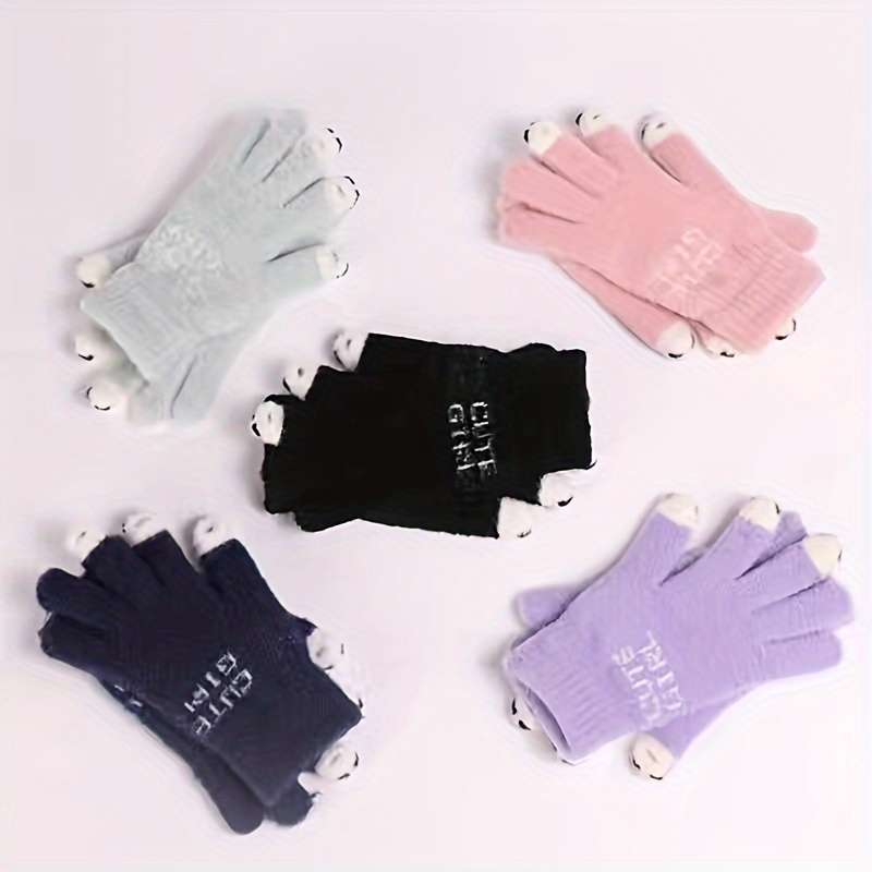 1 Pair Pink Warm Gloves