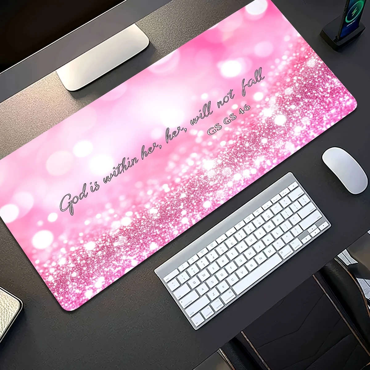 30x60cm Durable Gaming Mouse Pad Waterproof Non-Slip Inspirational Pink Design