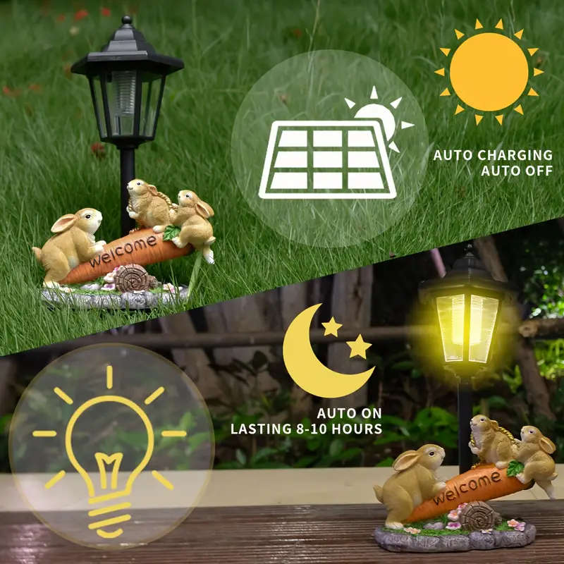 1 x Solar Rabbit and Carrot Garden Light