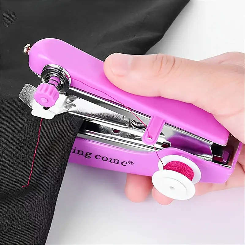 1pc Portable Small Hand Sewing Machine Home Multifunctional Simple Hand Pocket Handheld Micro Sewing