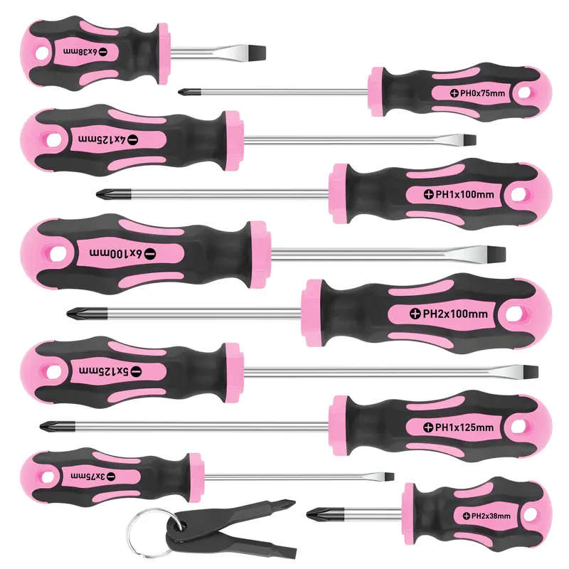 12pcs set of magnetic screwdrivers 5 cross and 5 slotted professional buffer handle screwdrivers and