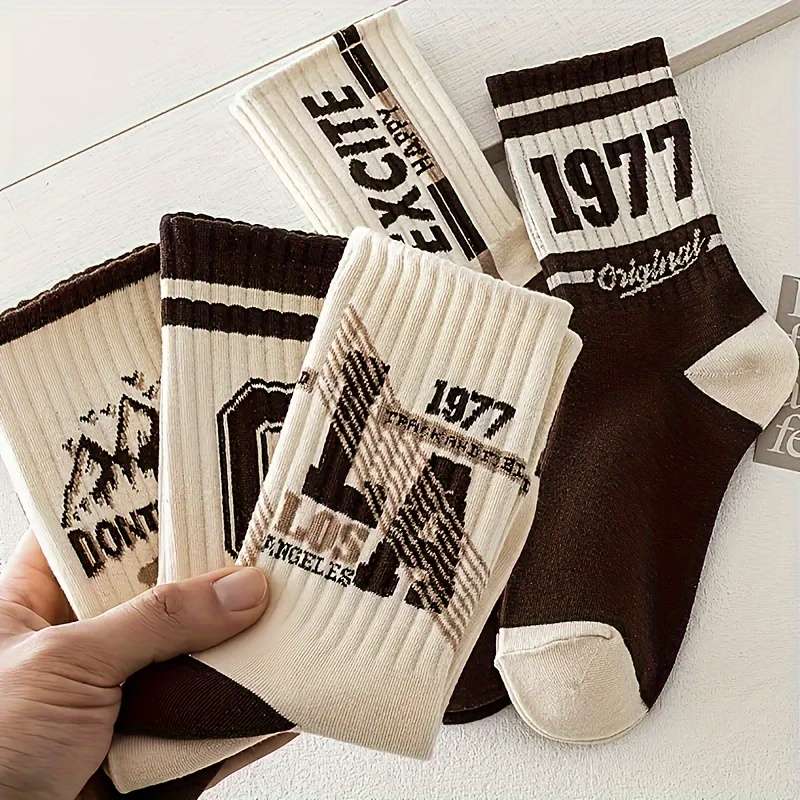 4 Pairs Of Coffee Colored Mid Calf Socks Sock One Size