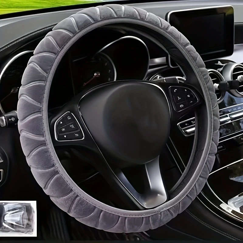 1pc Short Plush Steering Wheel Cover Without Inner Ring for Cars Suitable for Car Interiors Warm for
