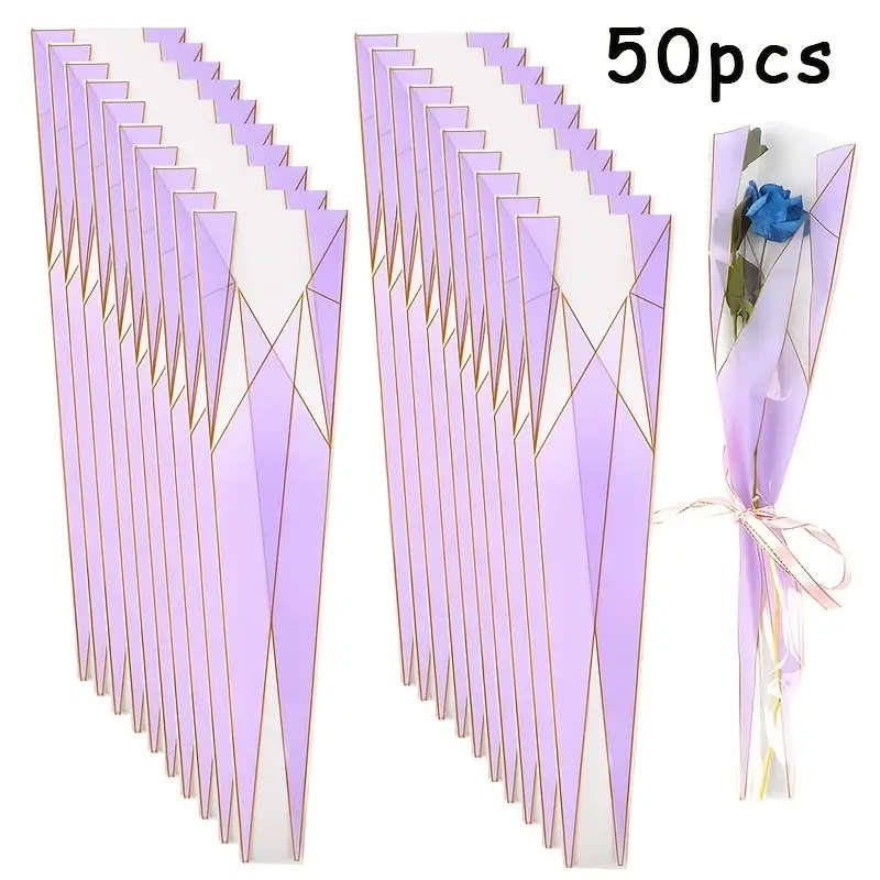 50-Pack Of Floral Plastic Flower Sleeves