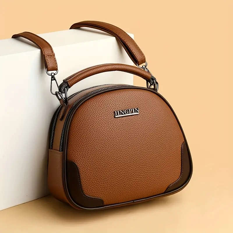 1pc Women's Crossbody Bag with Double Zipper Compartments Artificial Leather Casual Mini Fashion