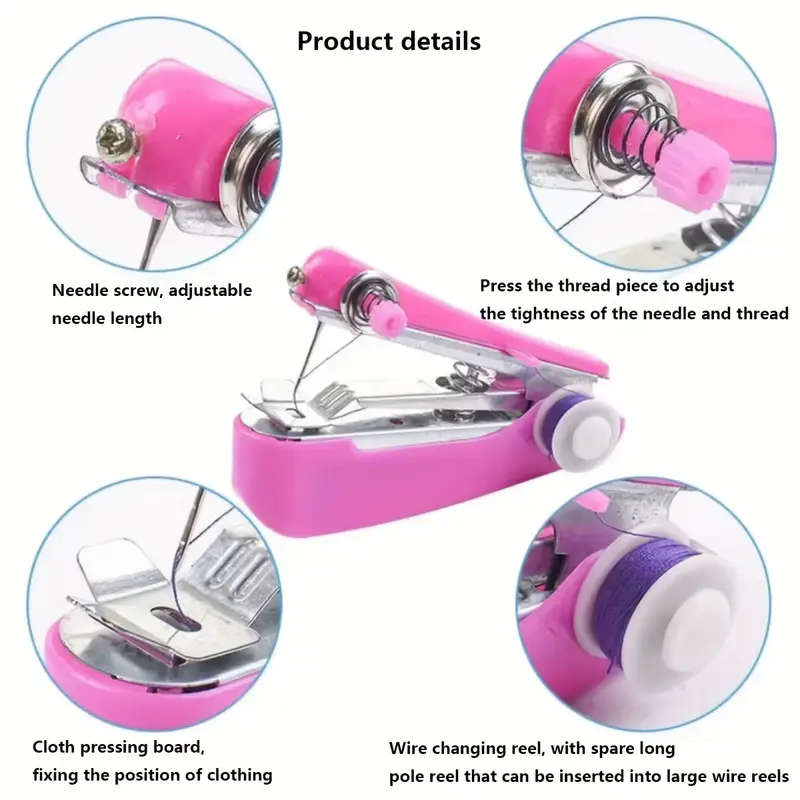 1pc Portable Small Hand Sewing Machine Home Multifunctional Simple Hand Pocket Handheld Micro Sewing