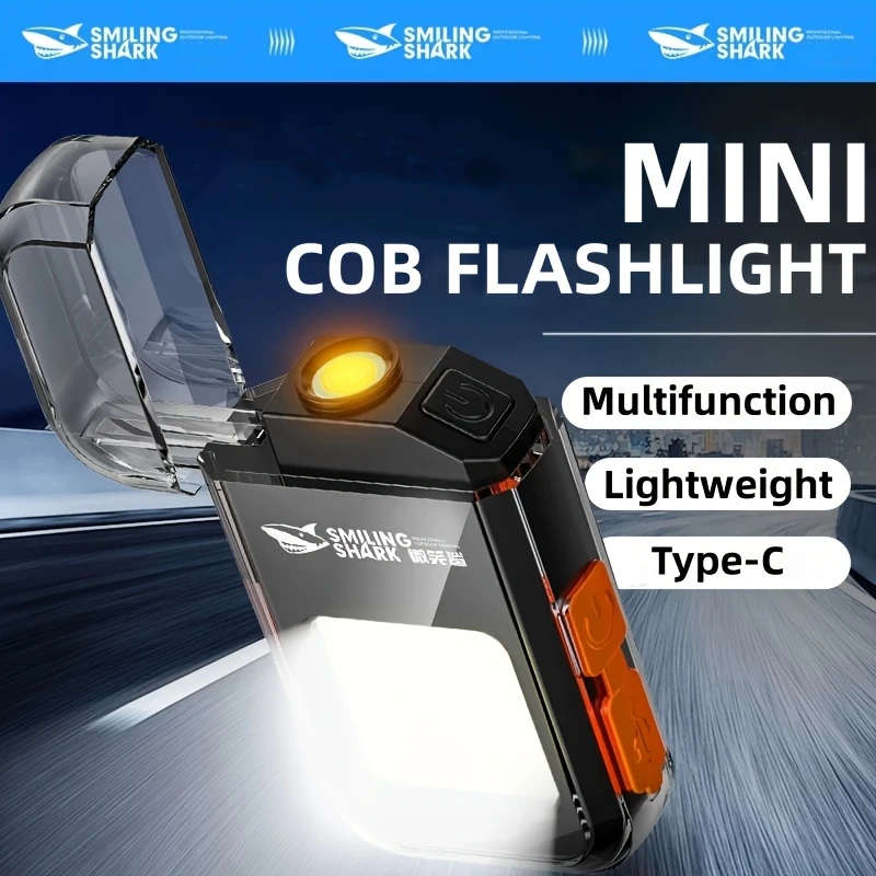 1pc Rechargeable LED Flashlight Windproof Lighter Combo USB Type-C 350-500 Lumens Portable Mini Work