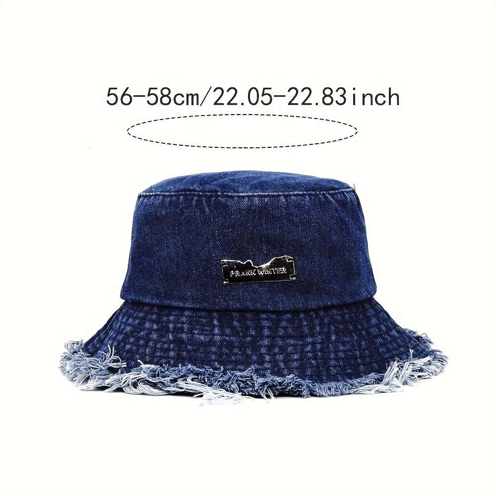 Sun Protection Polyester Bucket Hat With Frayed Edge Design Hand Washable Woven Denim Style Ca