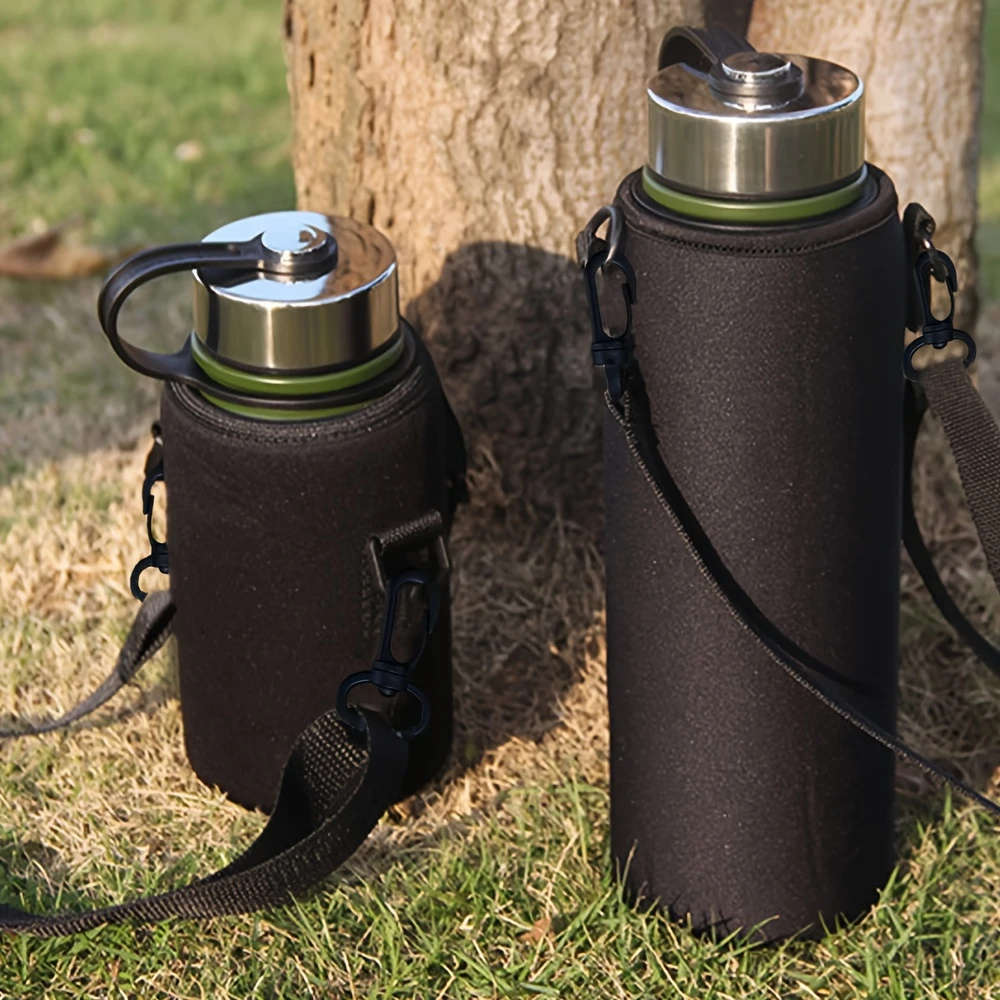 1pc Nylon Water Bottle Sleeve with Adjustable Strap Portable Protective Cover Holder for 550ml