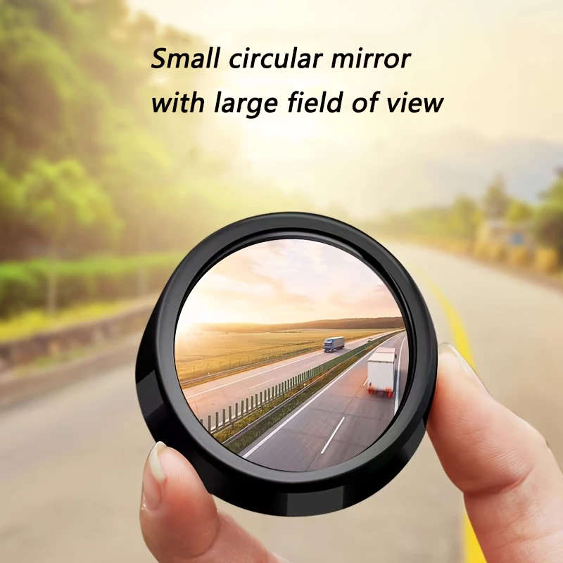 2pcs 360 Degree Adjustable Wide-Angle Round Rearview Mirror Convex Lens ABS Material Blind Spot Mirr