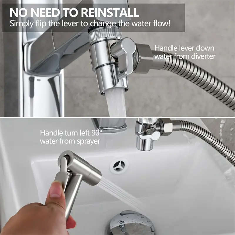 1pc Universal Faucet Sink Valve Diverter Handheld Shower Head Adapter Bathroom Kitchen Sink Faucet R