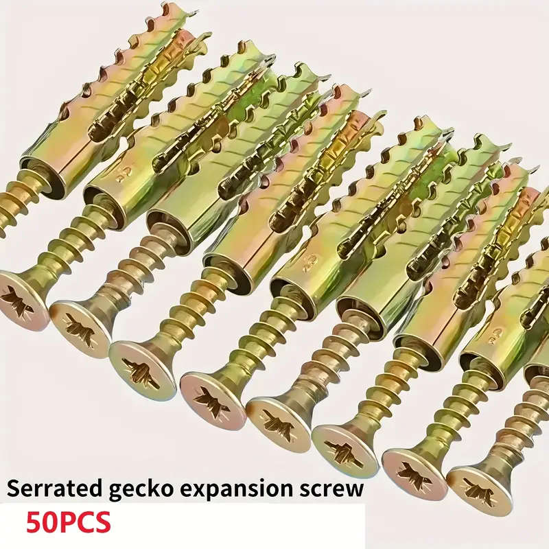 50 Pcs 25 Sets Of Iron Serrated Gecko Expansion Screws Light Metal Expansion Pipe Nails M6