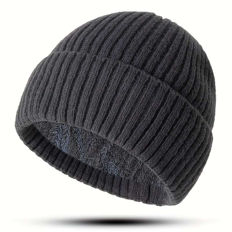 Winter Warmth Unisex Knit Beanie Hat with Folded Cuff Acrylic 95% Polyester 5% Elastic