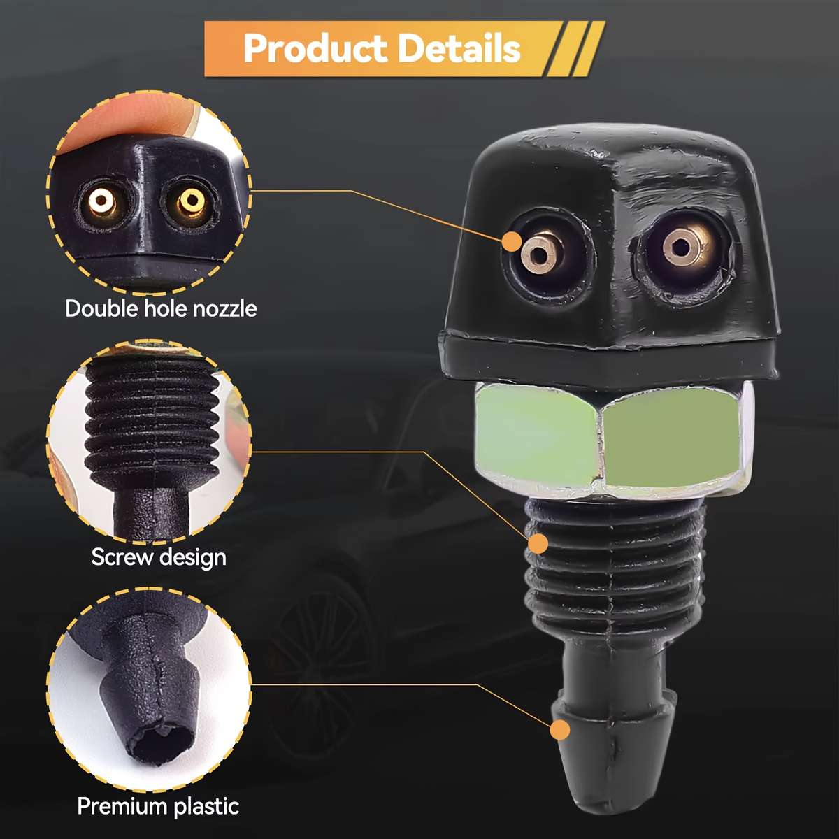 2Pcs Universal DIY Car Windshield Washer Jet Nozzle