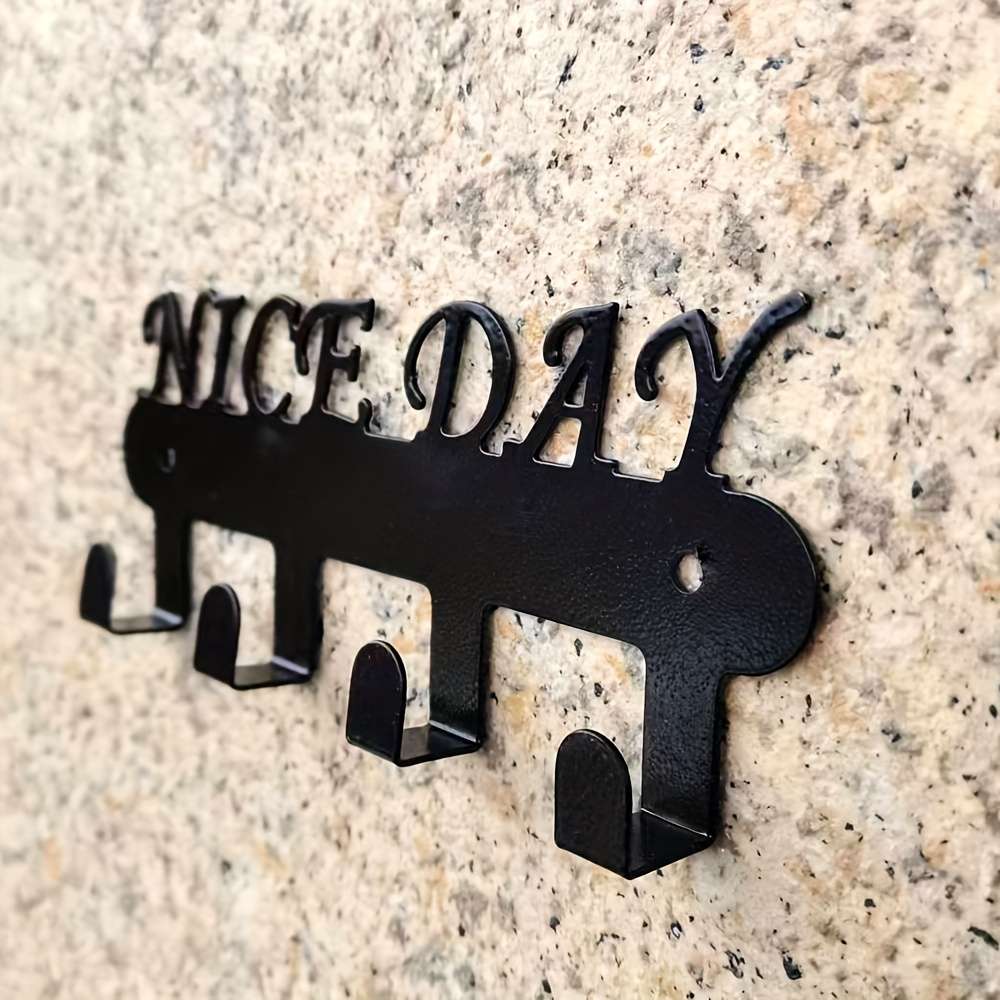 Festive Metal Key Hook with NICE DAY DesignWall Mountable Powder Coated Rust Resistant