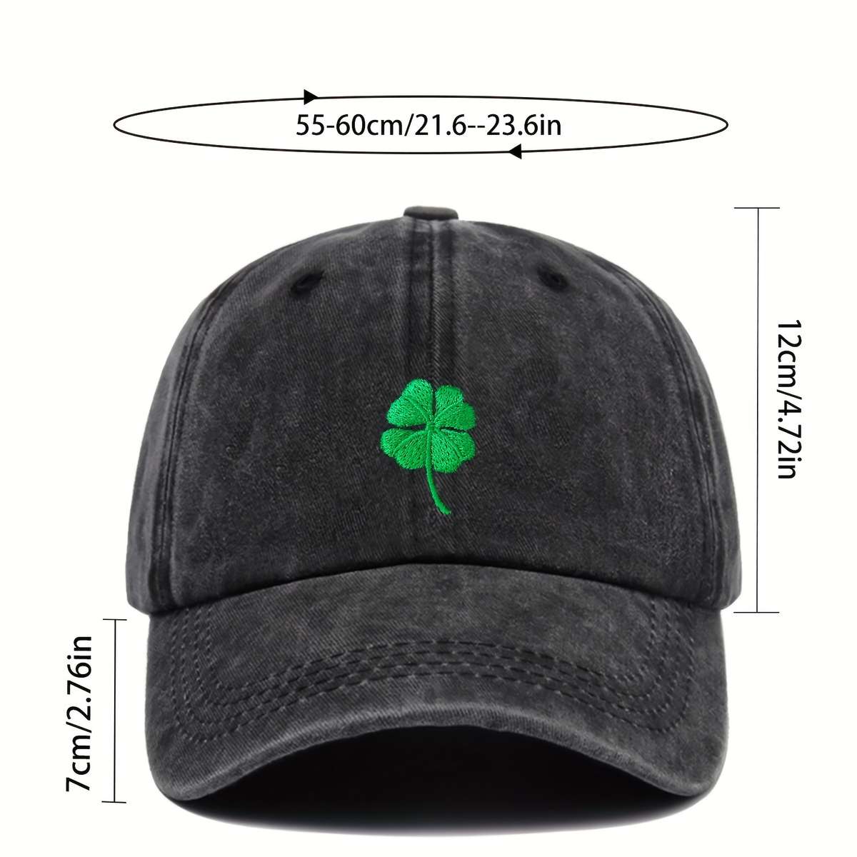 1pc Lucky Clover Embroidered Baseball Cap Breathable Adjustable Fit Lightweight Polyester Ide