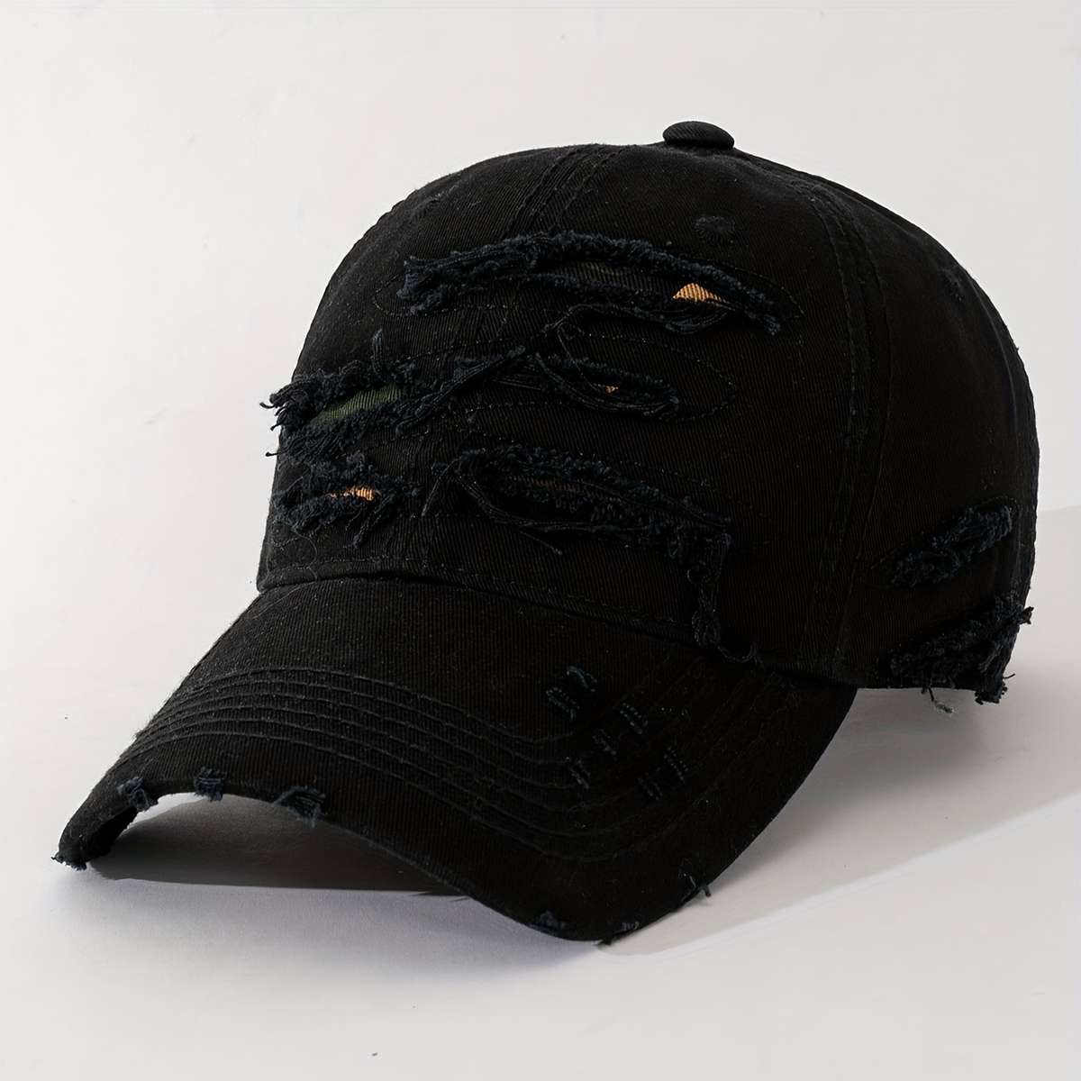 Embroidered Distressed Cotton Baseball Cap Sun Protection Frayed Dad Hat With Embroidery Ad