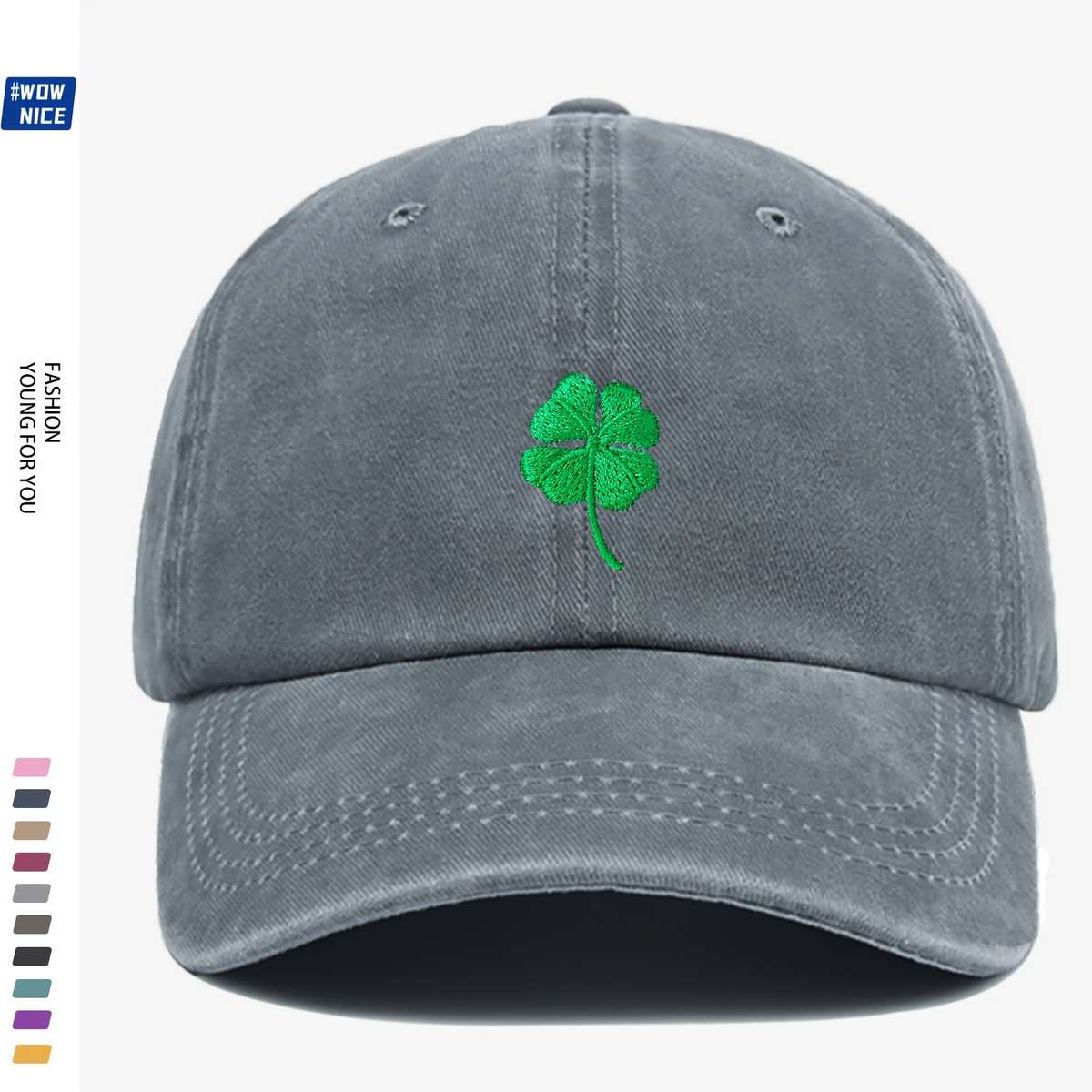1pc Lucky Clover Embroidered Baseball Cap Breathable Adjustable Fit Lightweight Polyester Ide