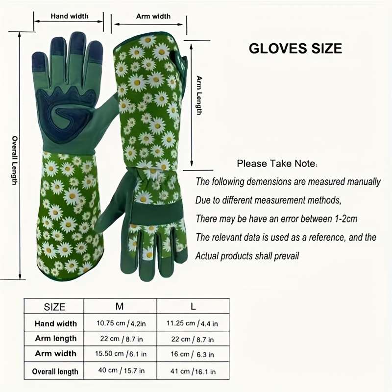 1 Pair Size M Green Long Multi Purpose Work Gloves