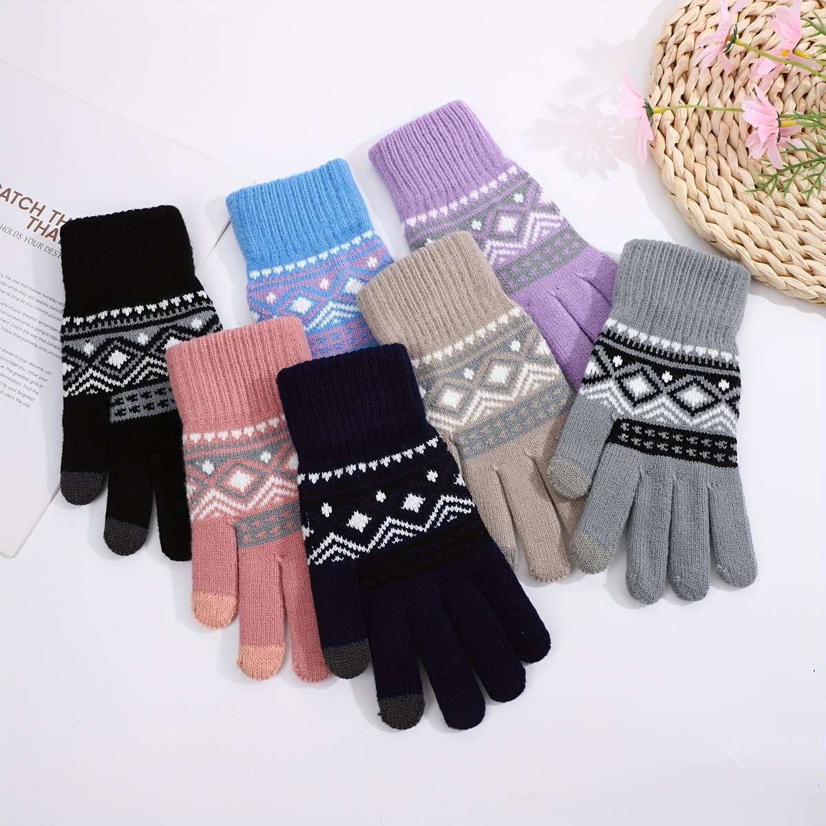 1 Pair Grey Warm Gloves