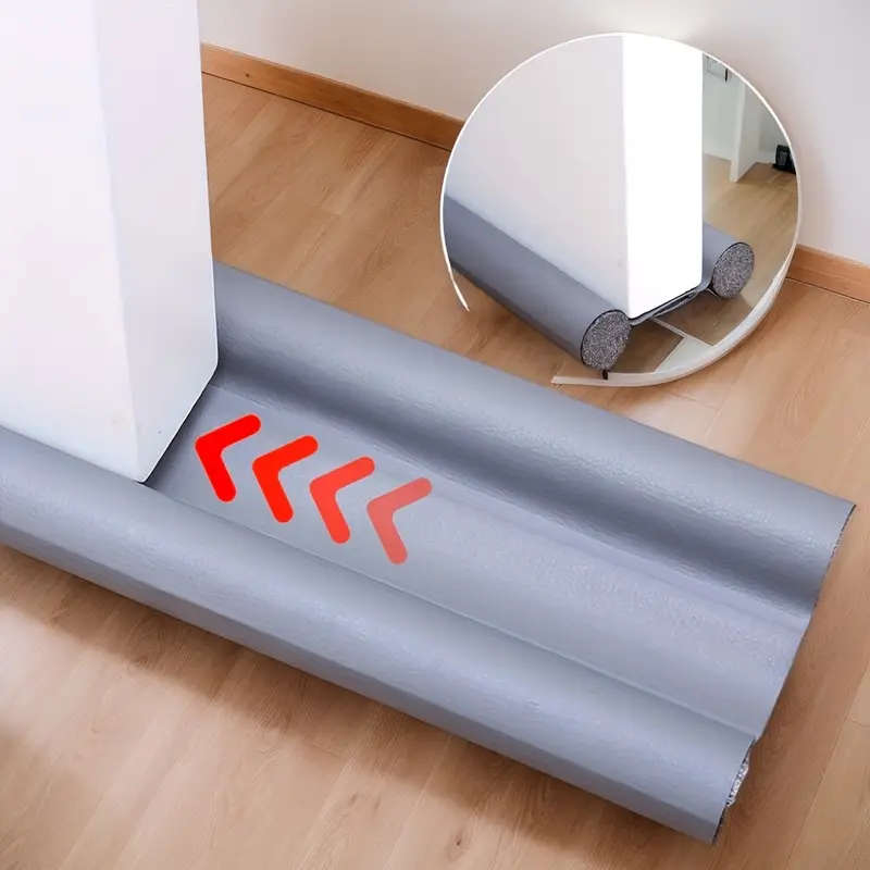 1pc Durable Faux Leather Door Bottom Seal Strip Windproof Soundproof Dust-Proof Adhesive Insulation
