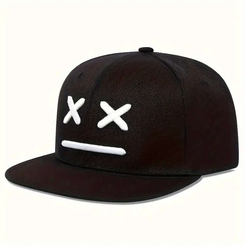 1pc Snapback Baseball Cap with Embroidered Expression Adjustable Breathable Sun Hat for All Seasons