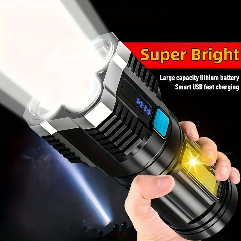 1pc USB Rechargeable LED Flashlight 150 Lumen Multi-Mode Handheld Torch with COB Side Light Non-Wate