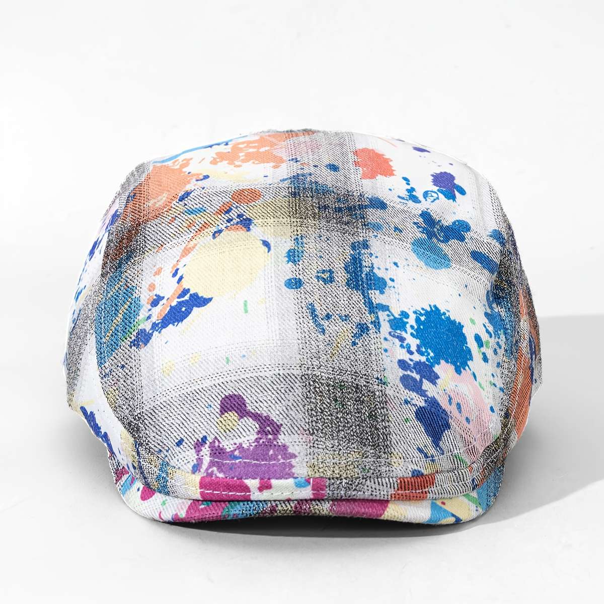 1pc Tie-Dye Print Adjustable Newsboy Cap Breathable Polyester Random Color Splatter Design