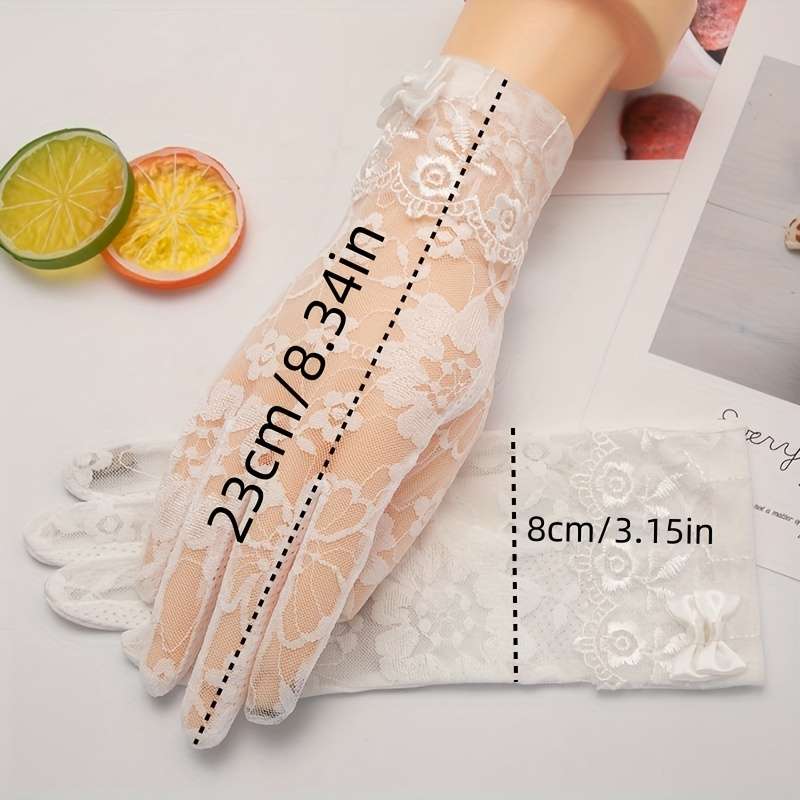 1 Pair Bean Paste Color Lace Sunshade Gloves