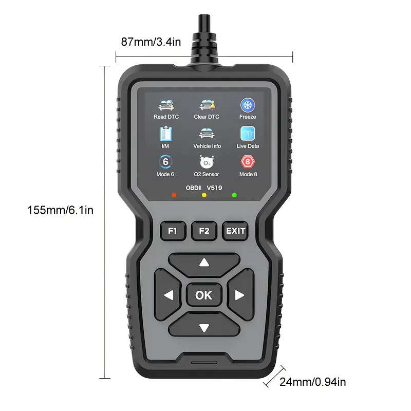 1pc Professional OBD2 Diagnostic Scanner Tool USB Powered Engine Fault Detector Code Reader Battery