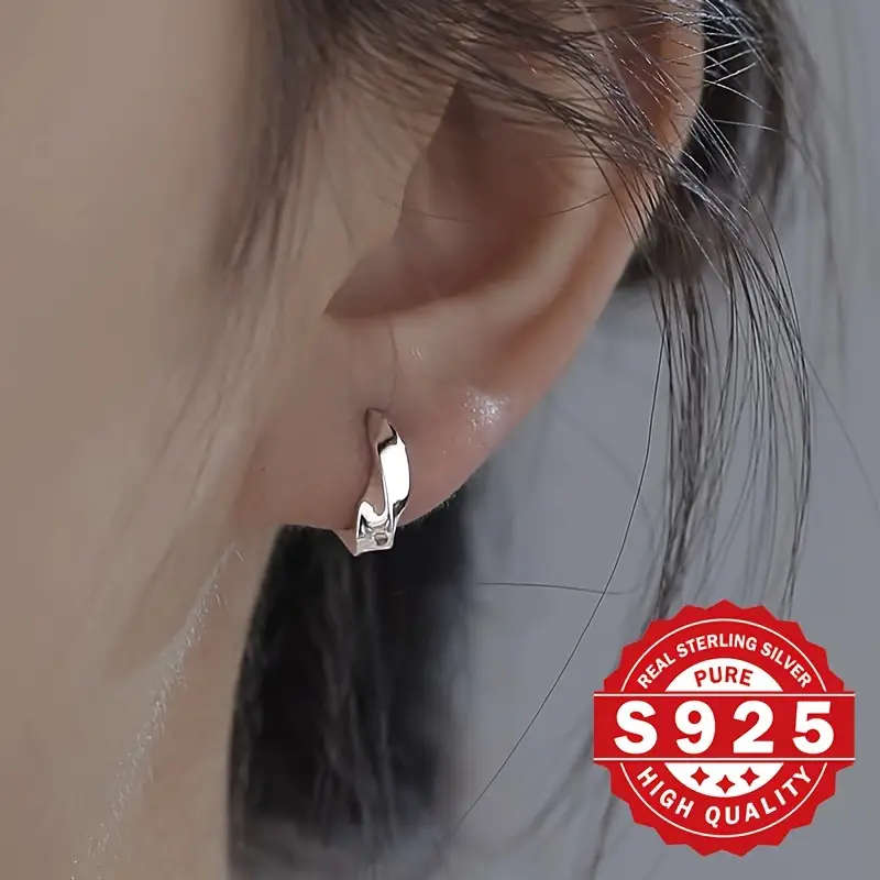 Women's Hoop Earrings Made from 925 Silver with Unique Twisted