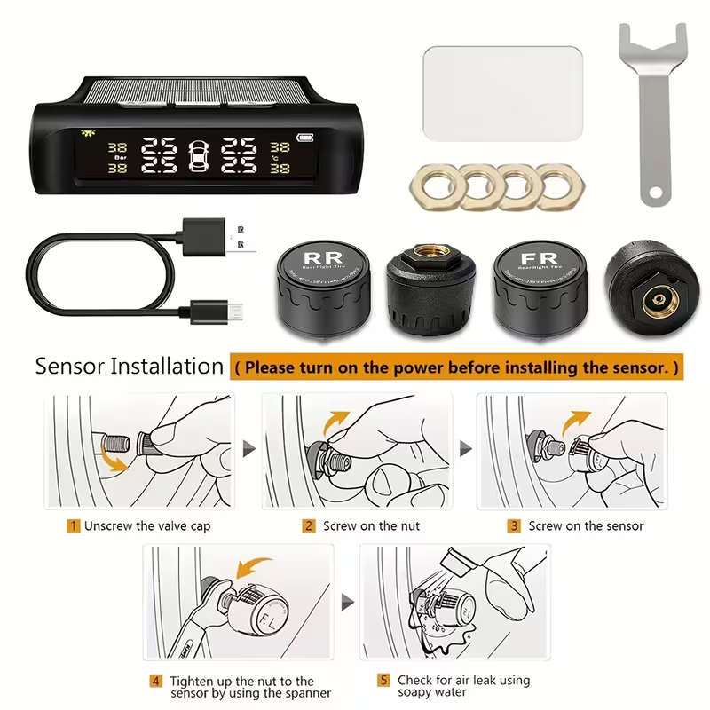 Solar Wireless Tire Pressure Monitoring System TPMS