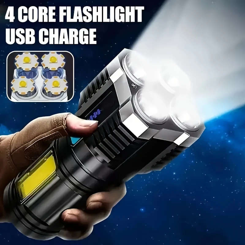 1pc USB Rechargeable LED Flashlight 150 Lumen Multi-Mode Handheld Torch with COB Side Light Non-Wate