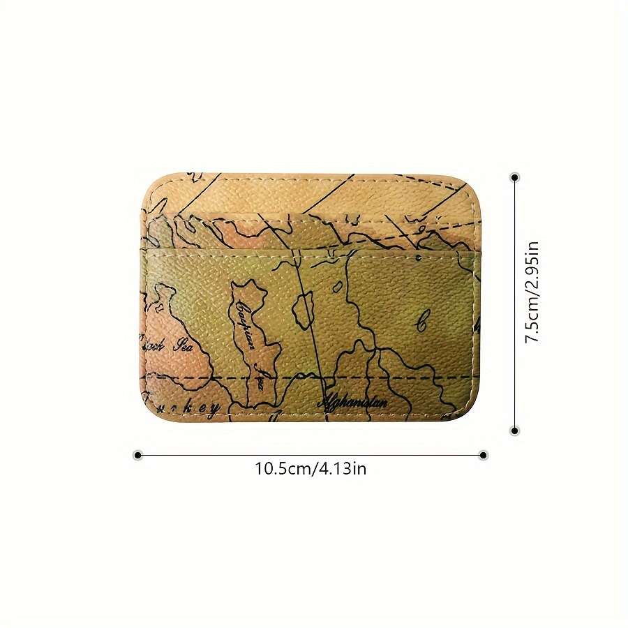 Vintage Map Print Pu Leather Card Cases Mini Wallet