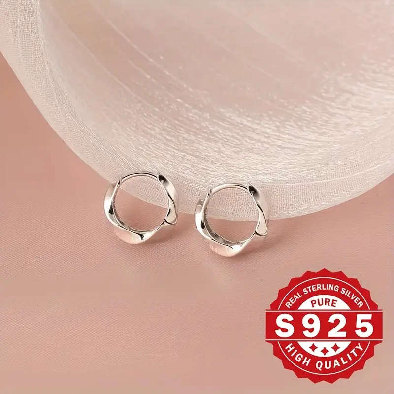 Women's Hoop Earrings Made from 925 Silver with Unique Twisted