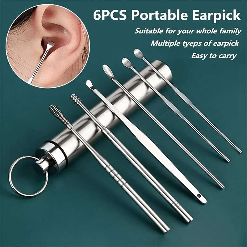 6Pcs Stainless Steel Ear Wax Removal Kit Gentle And Effective Cleaning Tools
