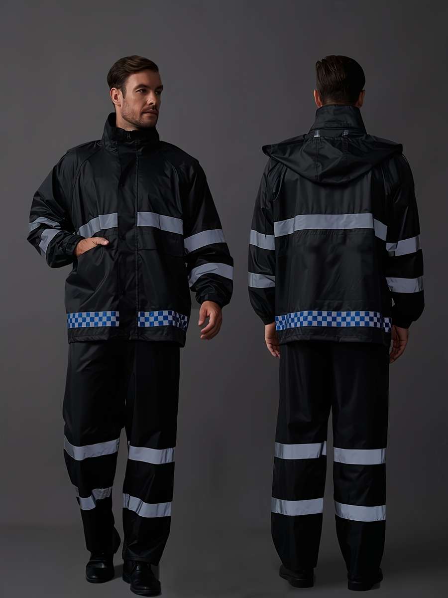 Raincoat Black 2Piece Set Top  Bottom Size Uk M