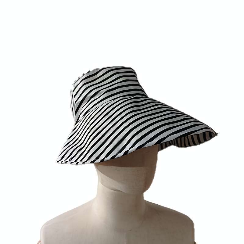 Women'S Summer Foldable Striped Bucket Hat with Large Brim